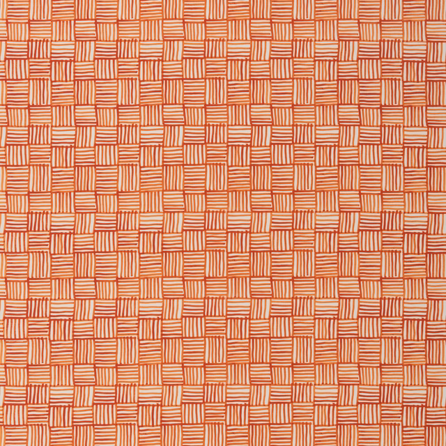 Warm clementine-orange textile with pale geometric basket-weave rectangles