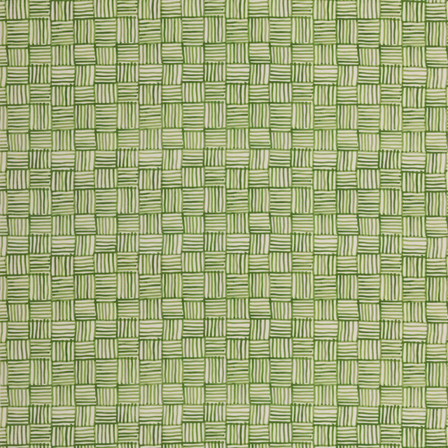 Muted olive green and pale thread basketweave with fine ribbed rectangular blocks