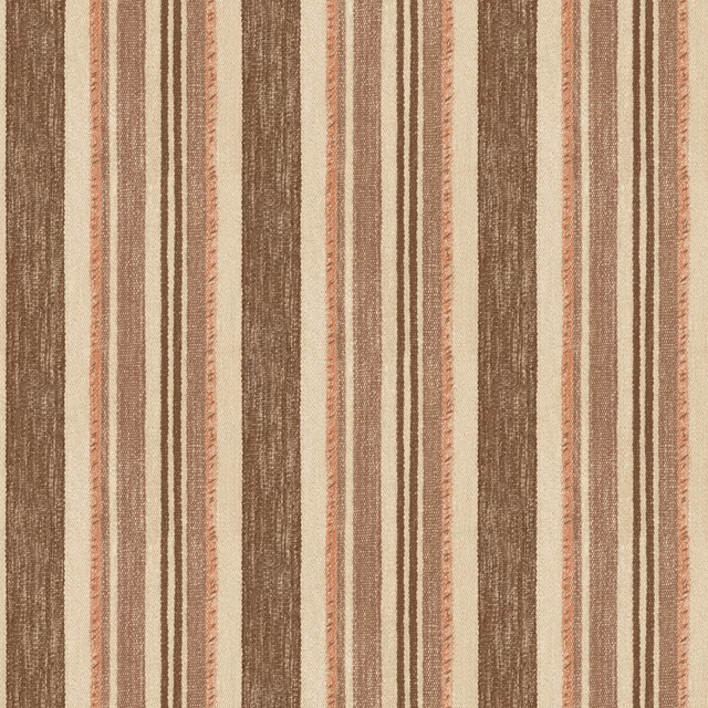 Chocolate brown, cream and muted coral vertical stripes with softly textured tonal variation