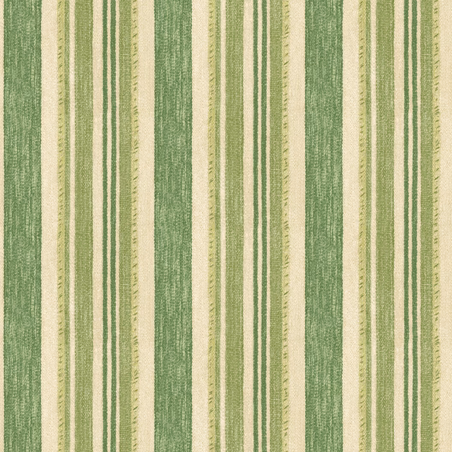 Textured sage-green and cream vertical stripes with fine olive pinstripes