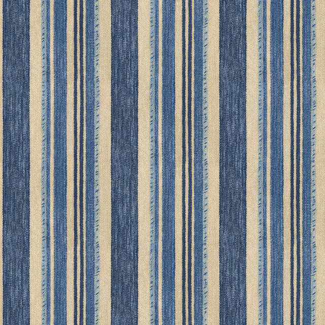Indigo, cream and pale blue irregular vertical stripes with a fibrous painterly texture
