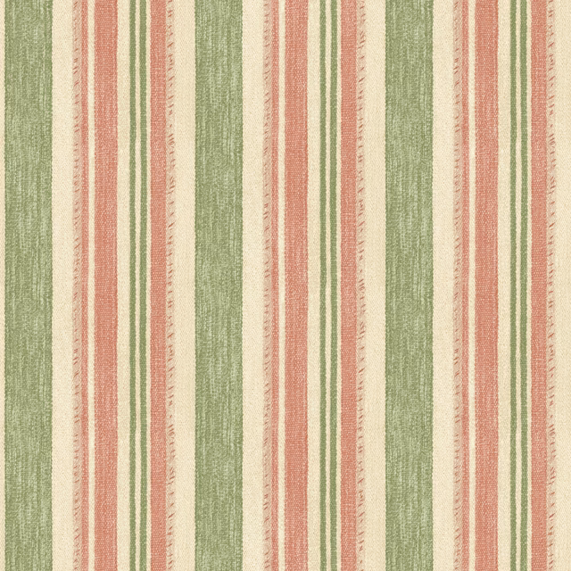 Muted sage, dusty red and cream vertical striped wallpaper with a brushed texture