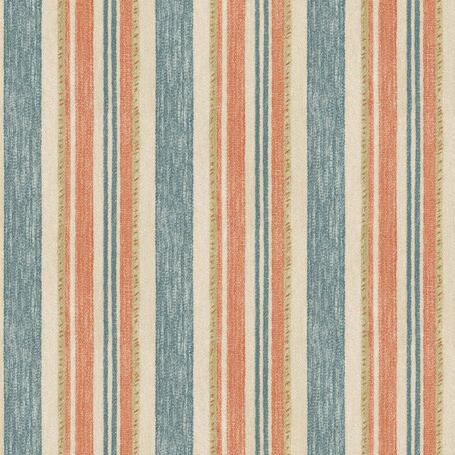 Muted teal and spice vertical stripe wallpaper with distressed painterly texture