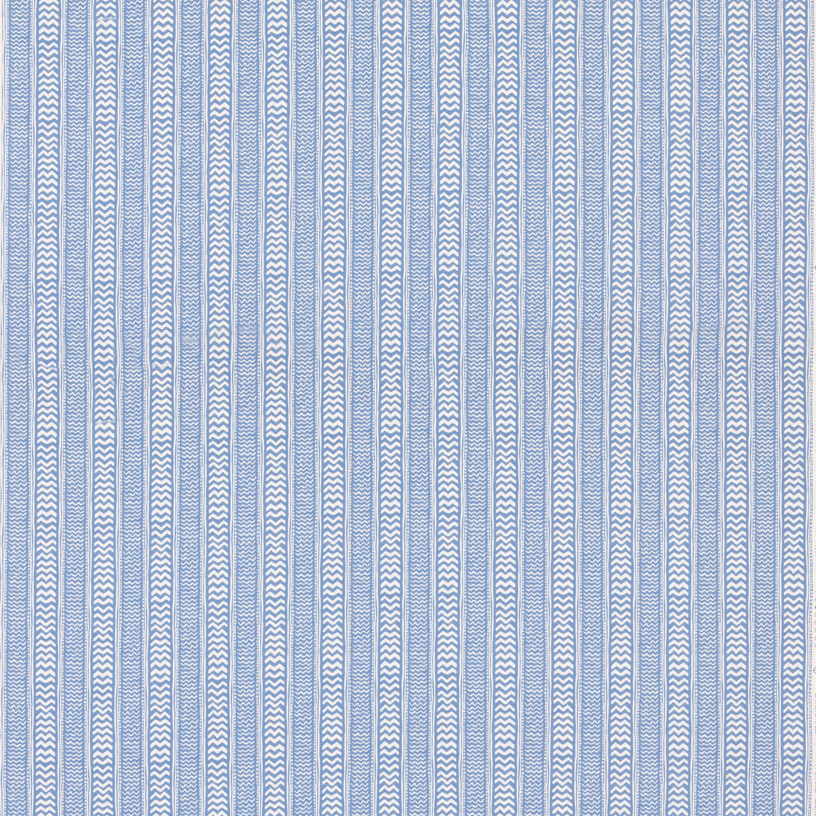 Cool powder-blue and white striped cotton with fine repeating chevron detail