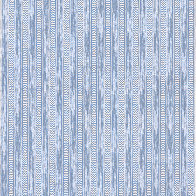 Cool powder-blue and white striped cotton with fine repeating chevron detail