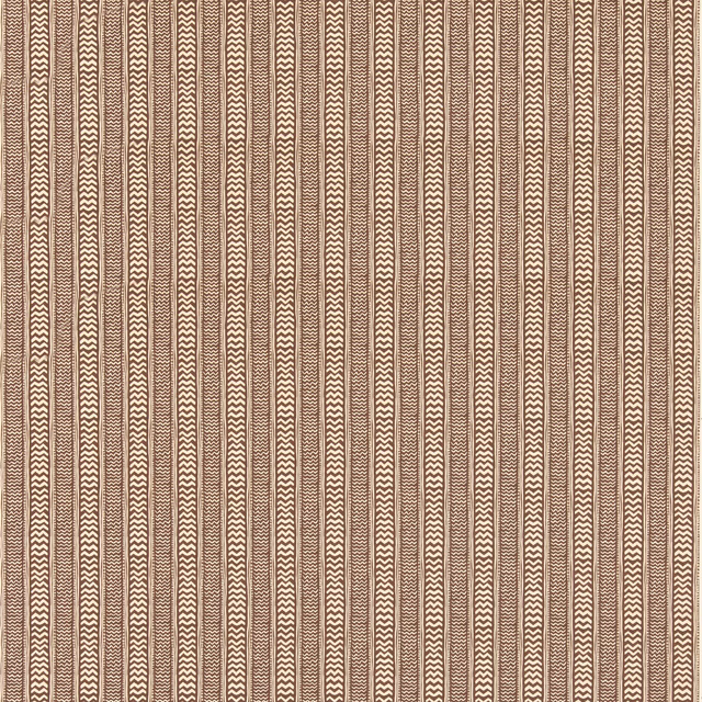 Warm cocoa and cream vertical stripes with repeating fine zigzag motifs