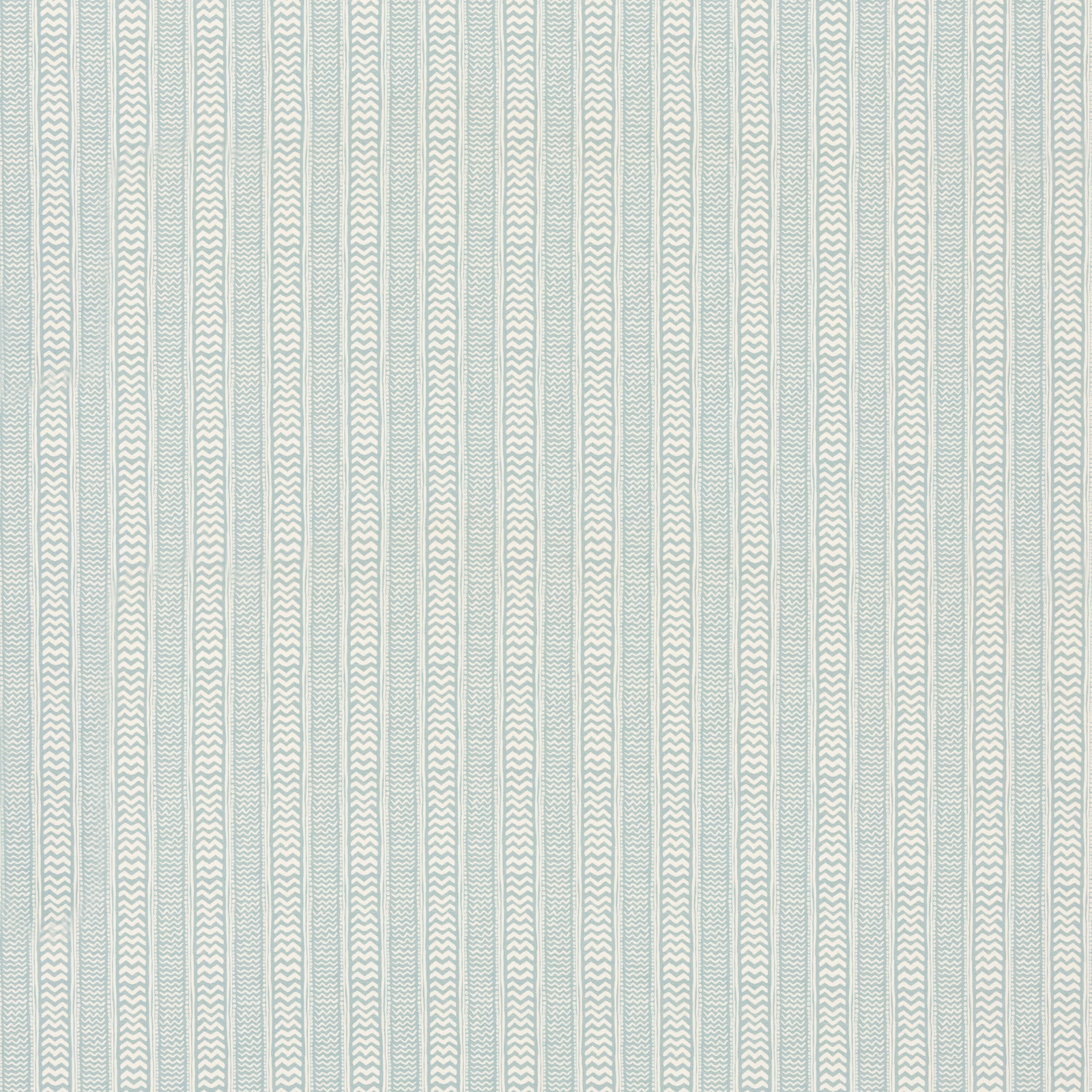 Pale teal and white vertical stripe fabric with fine repeating chevrons