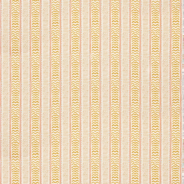 Warm ochre chevron stripes on an ivory woven fabric with fine linear texture