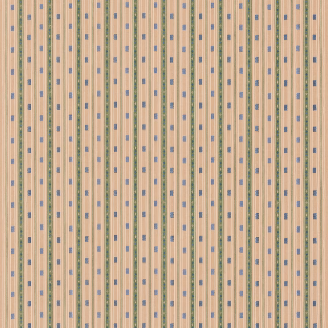 Sand cotton-jute stripe with blue-green rectangular marks and tactile vertical weave