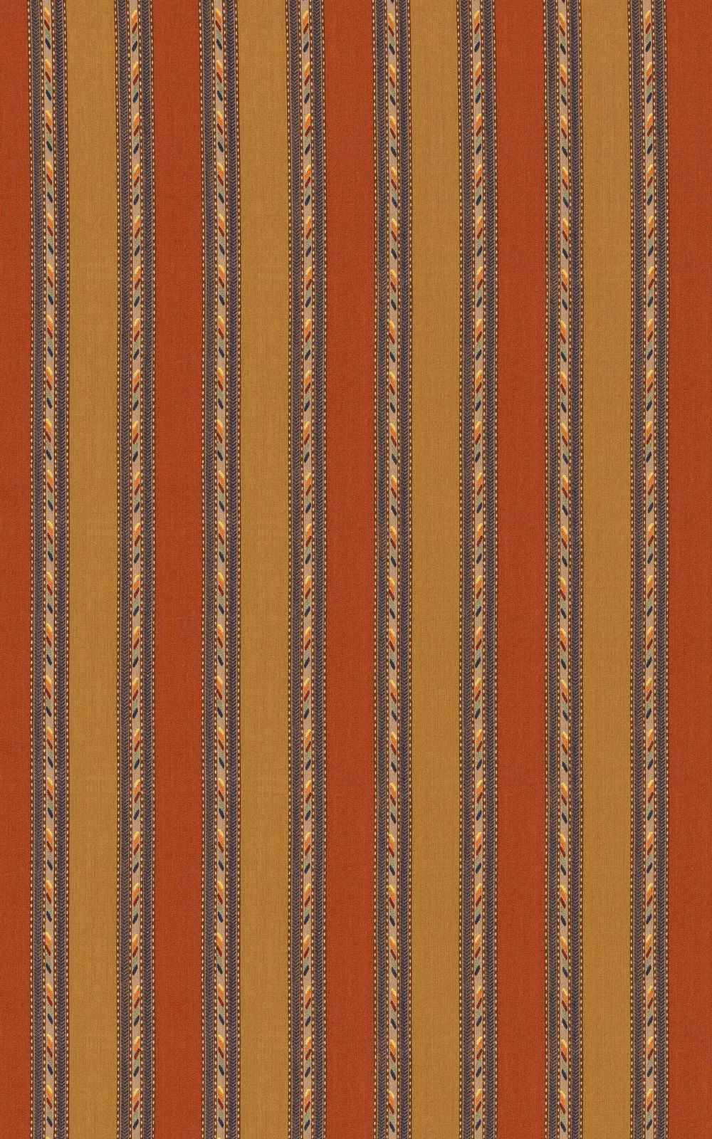 Burnt spice and ochre vertical stripes with dark geometric woven accents