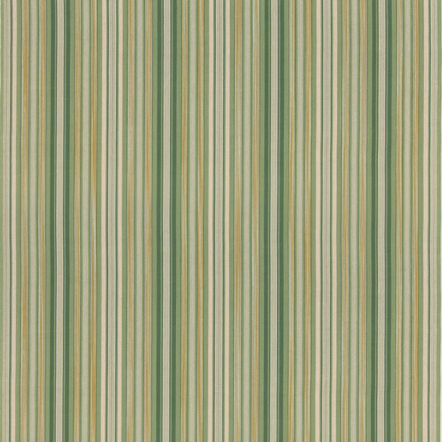 Rainstorm Green cotton fabric with narrow sage, olive and cream vertical stripes