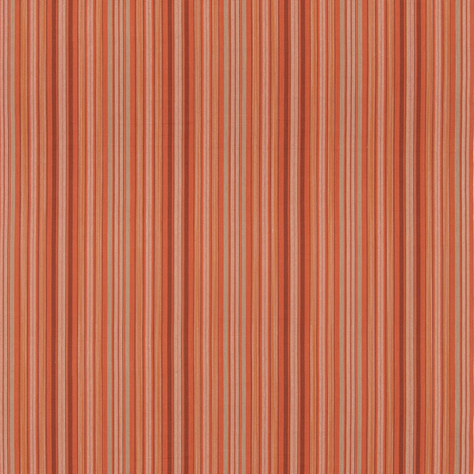 Warm terracotta and rust vertical stripe cotton fabric with muted rose and beige lines