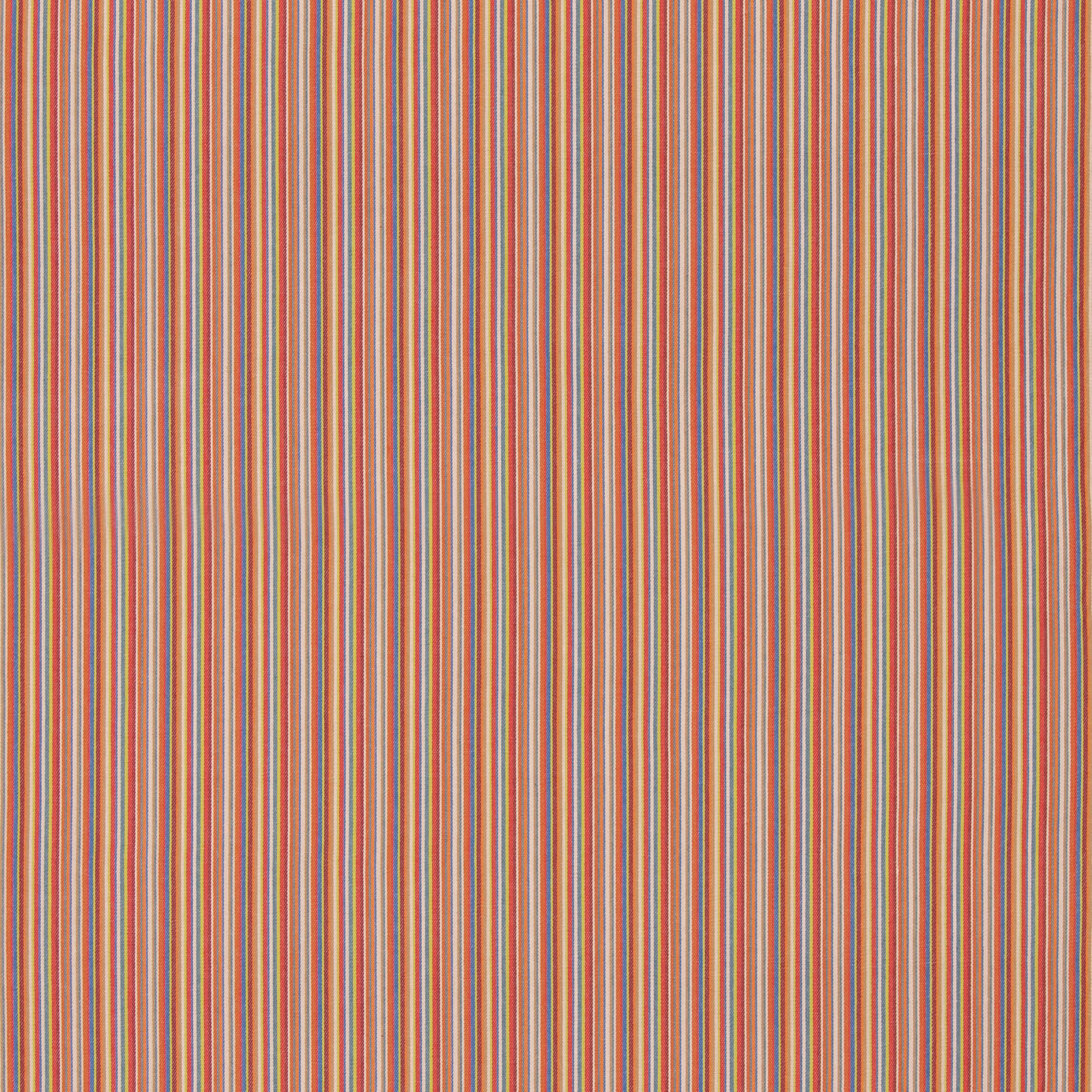 Coral, teal and neutral fine vertical stripes in a close woven cotton