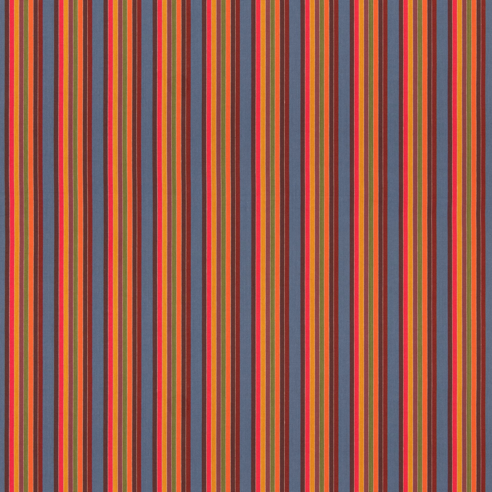 Jewel-toned vertical stripes in red, mustard, blue-grey and charcoal on cotton