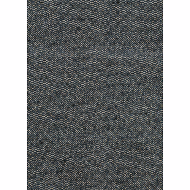 Deep sapphire blue fabric with a fine charcoal and pale chevron weave
