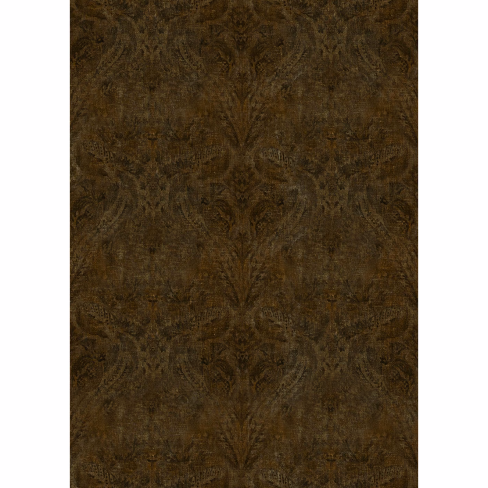 Deep bronze velvet showing an ornate, subtly raised scrolling damask motif