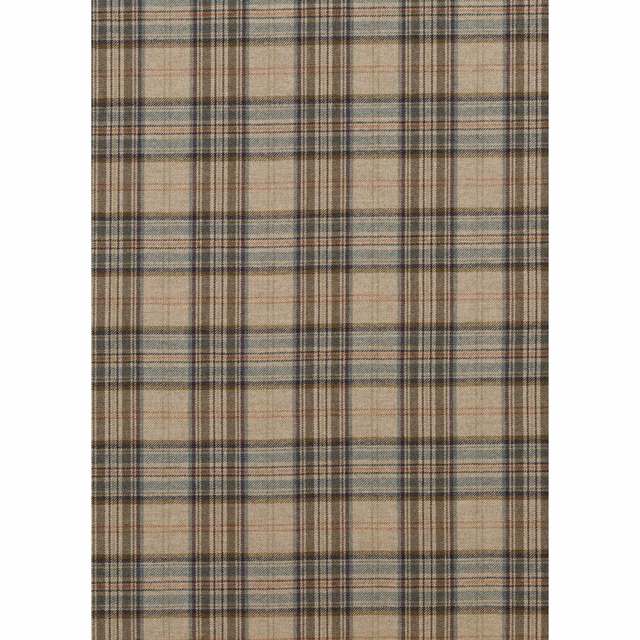 Soft jade and taupe plaid wool with brown, charcoal and muted red lines
