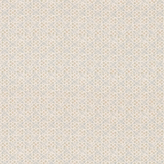 Pale aqua geometric motifs scattered across an ivory woven fabric ground