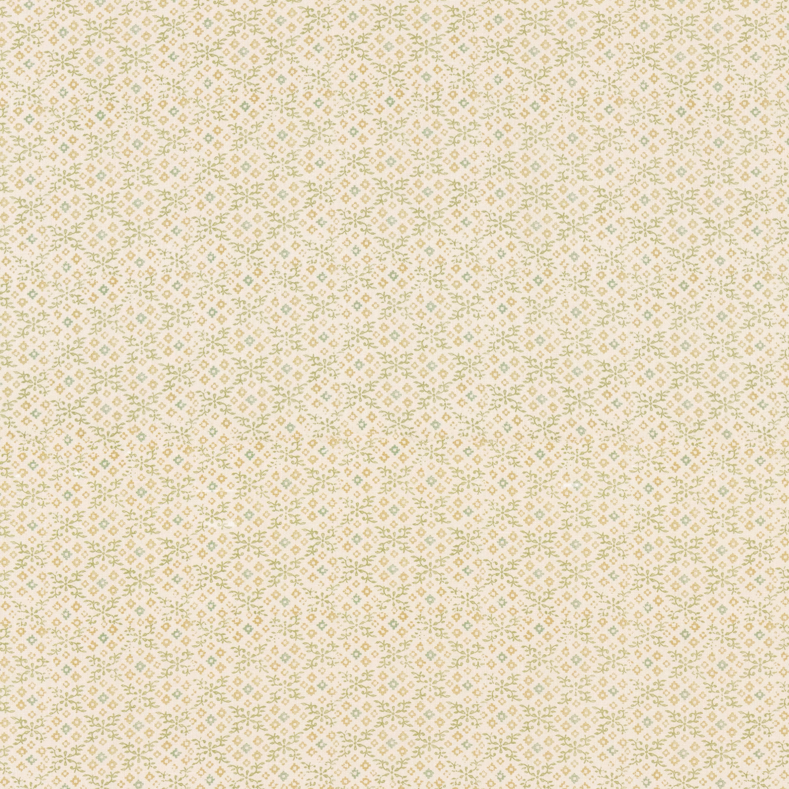 Soft sage geometric floral sprigs scattered across a warm cream textile ground