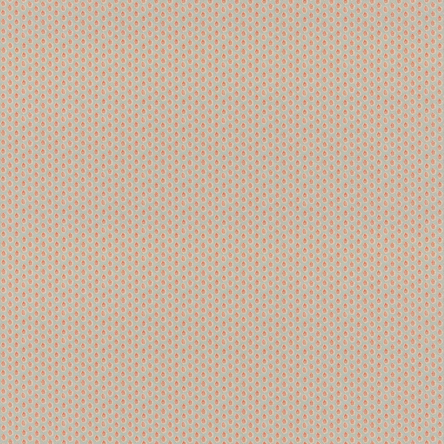Pale aqua cotton with tiny coral dotted motifs in a close repeat