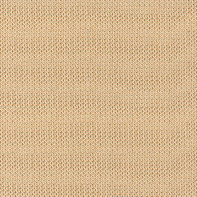 Warm ochre cotton swatch with a tiny tan diamond lattice and fine woven texture