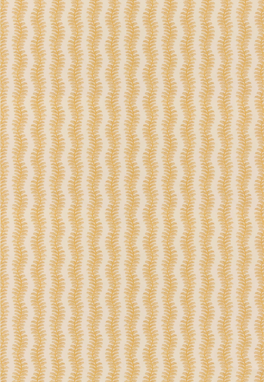 Warm ochre fern-like stripe columns on an ivory cotton ground