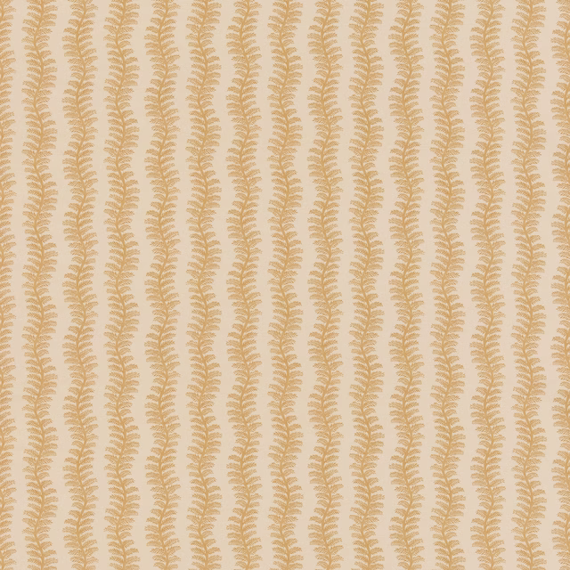Warm sand fern-like stripes on a softly creamy cotton fabric