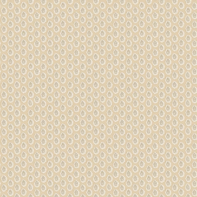 Pale parchment-beige wallpaper with closely spaced taupe loop motifs in a small repeat
