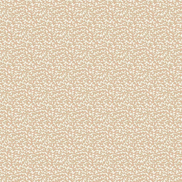 Dusty blush-pink wallpaper with dense tiny cream leaf-like marks