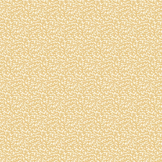 Pale ochre wallpaper with dense ivory flecks in a small all-over pattern