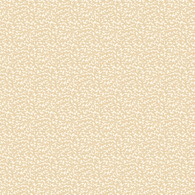 Pale sand wallpaper with dense tiny ivory sprig-like marks in an all-over print