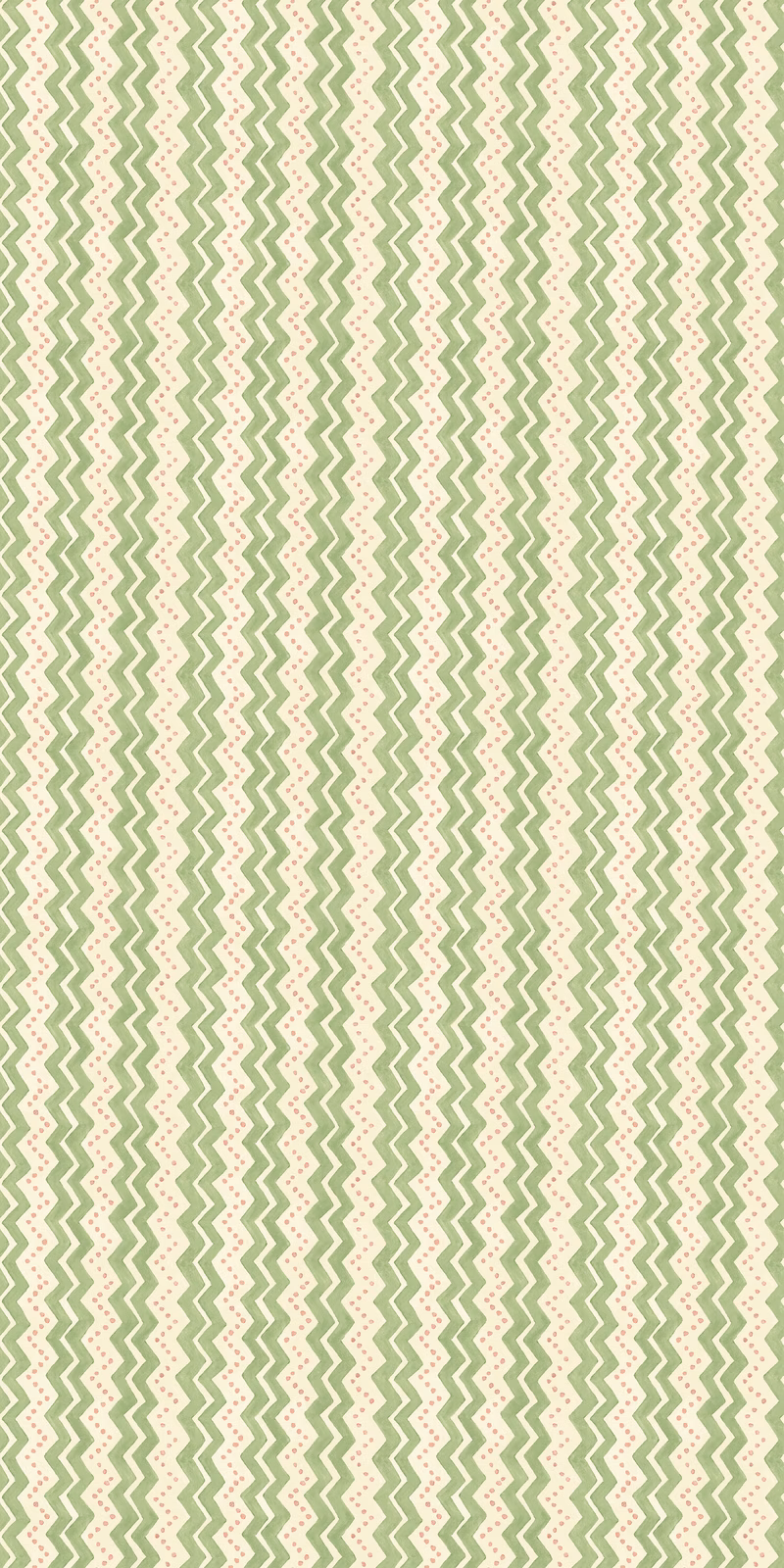 Soft sage zigzag lines on an ivory wallpaper ground