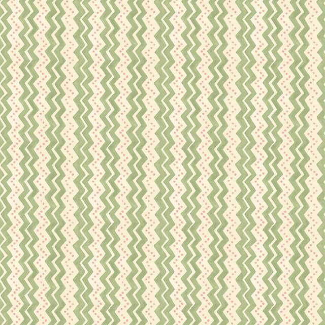 Soft sage zigzag lines on an ivory wallpaper ground