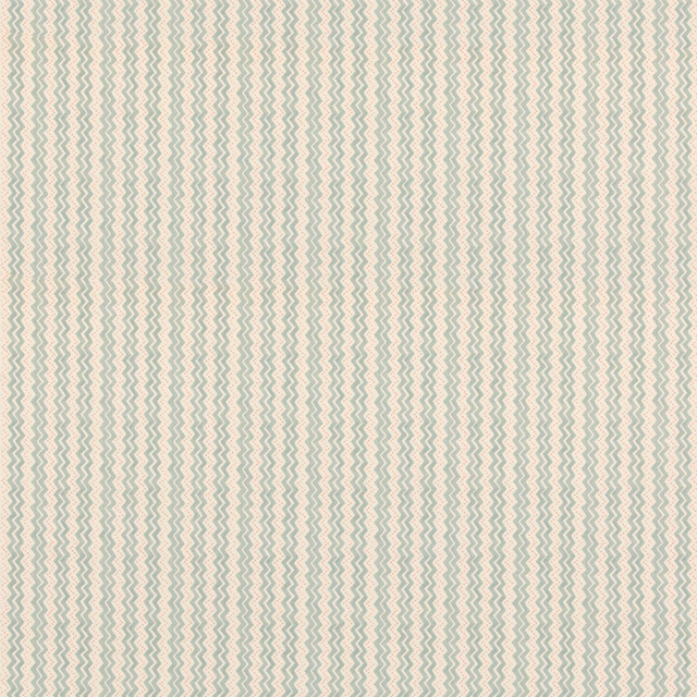 Pale aqua zigzag lines on an ivory cotton fabric with a fine woven texture