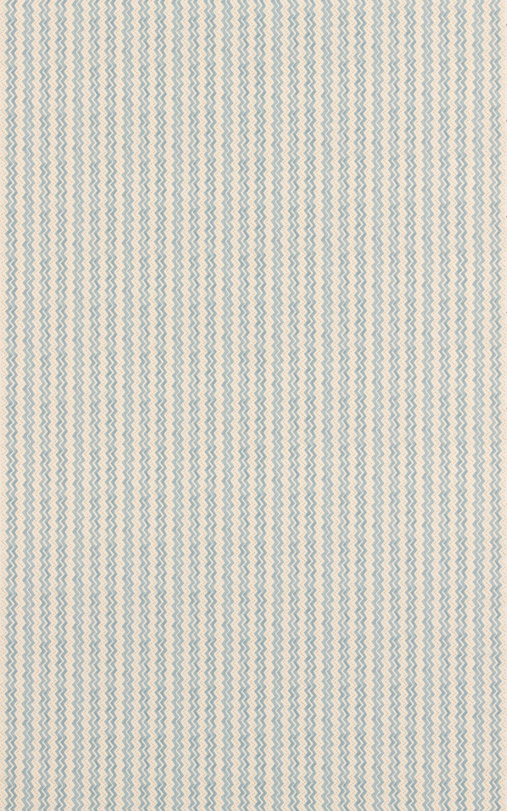 Close-up of pale blue zigzag lines on an ivory cotton ground
