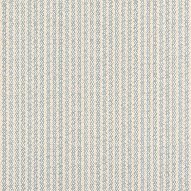 Close-up of pale blue zigzag lines on an ivory cotton ground