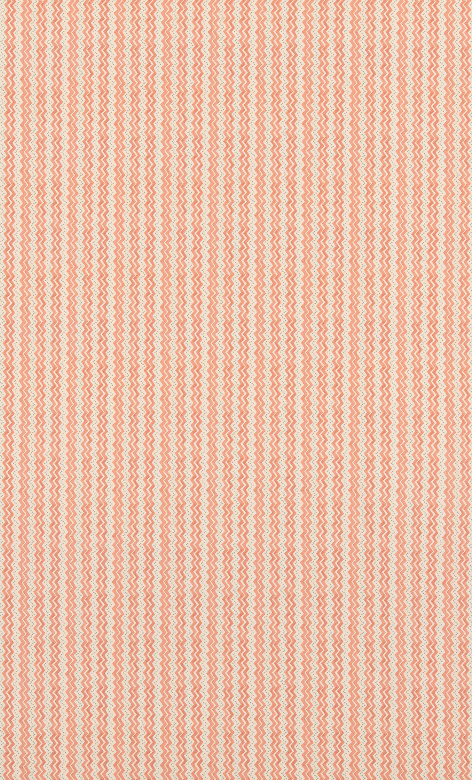 Soft coral red zigzags on a pale cream cotton fabric swatch