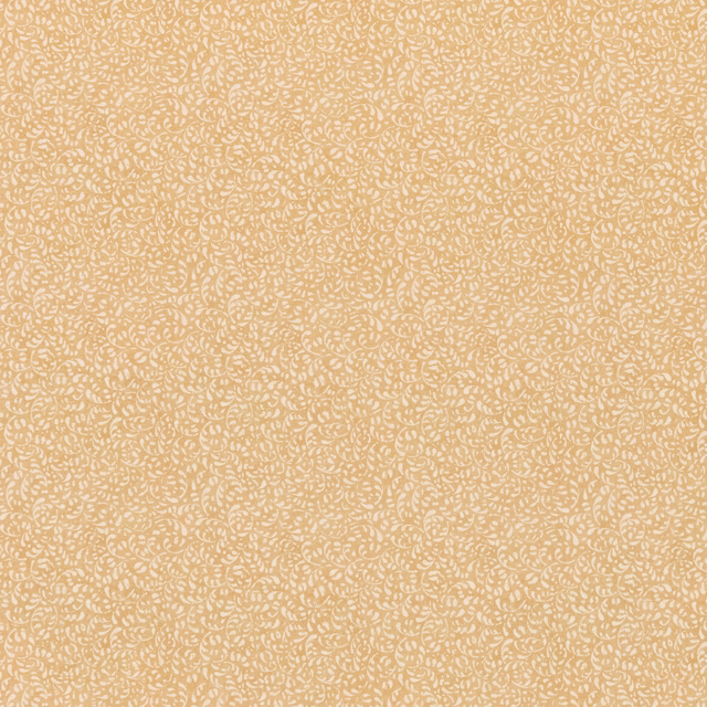 Warm ochre cotton with a dense cream squiggle motif in a fine all-over repeat