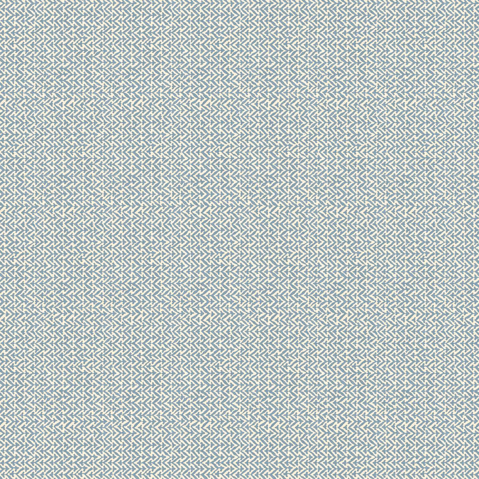 Small muted blue-grey interlocking arrow motifs on a warm ivory wallpaper ground