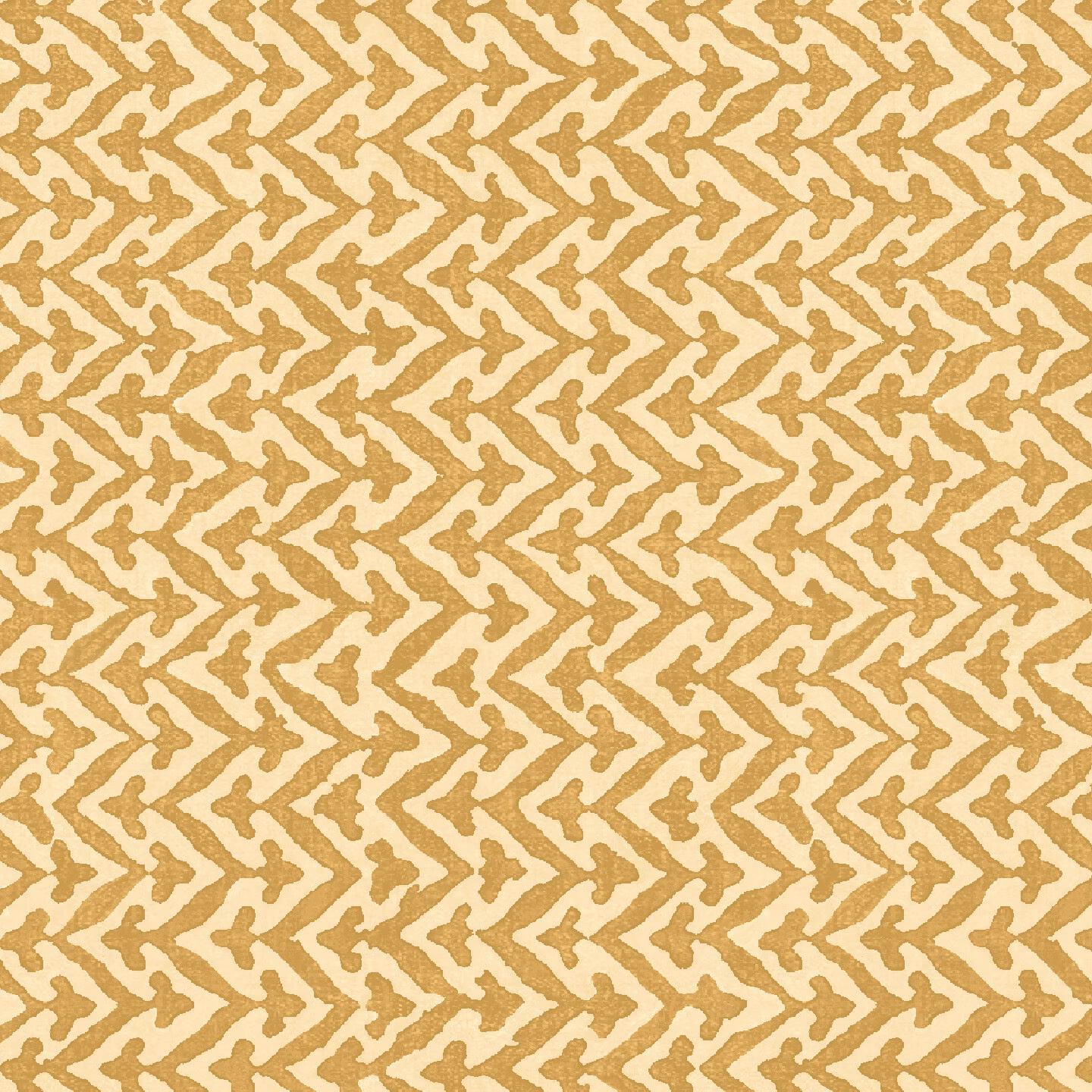 Dense ochre irregular chevrons repeating across an ivory wallpaper ground