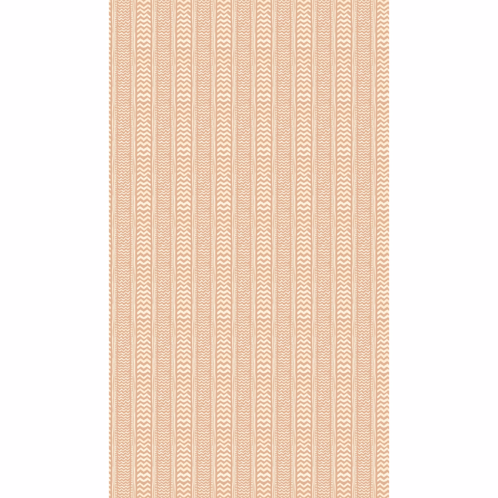 Warm plaster-beige wallpaper with vertical stripes and tiny cream chevrons
