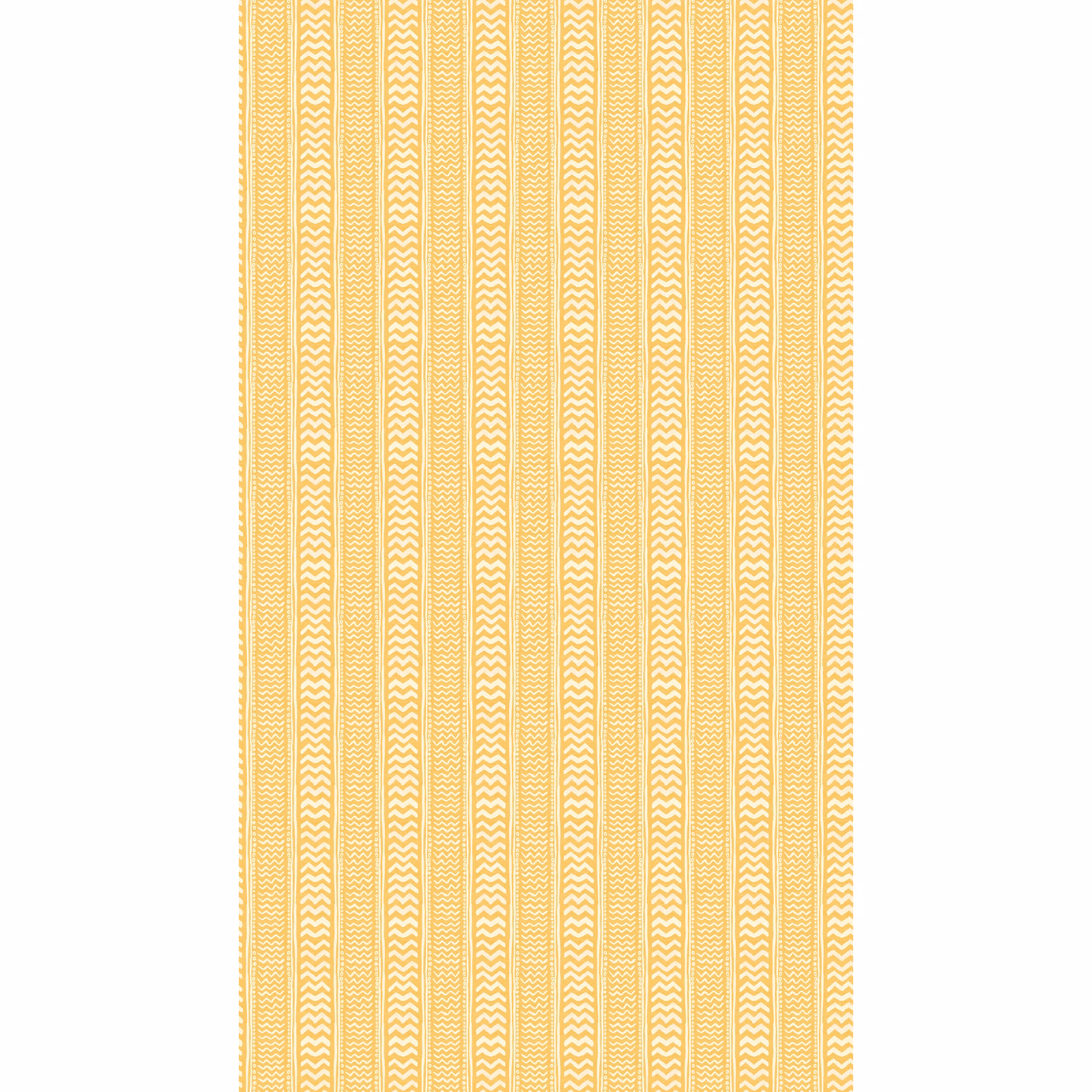 Warm yellow wallpaper with narrow cream zigzag stripes in vertical bands