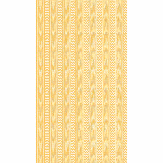 Warm yellow wallpaper with narrow cream zigzag stripes in vertical bands