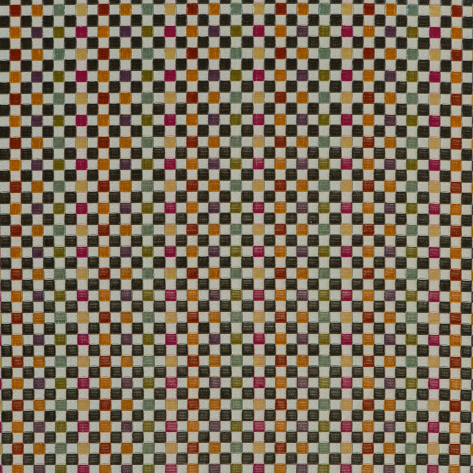 Ivory woven small check with ochre, burgundy, olive and charcoal squares