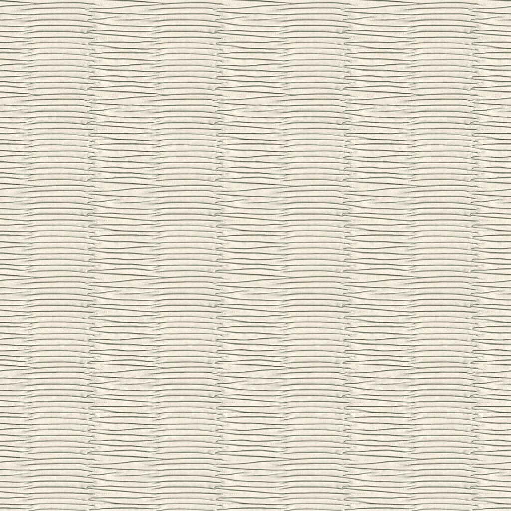 Pale dove-grey textile with ivory ground and rippling horizontal pleat lines