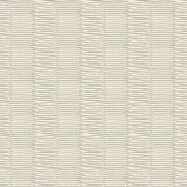 Pale dove-grey textile with ivory ground and rippling horizontal pleat lines