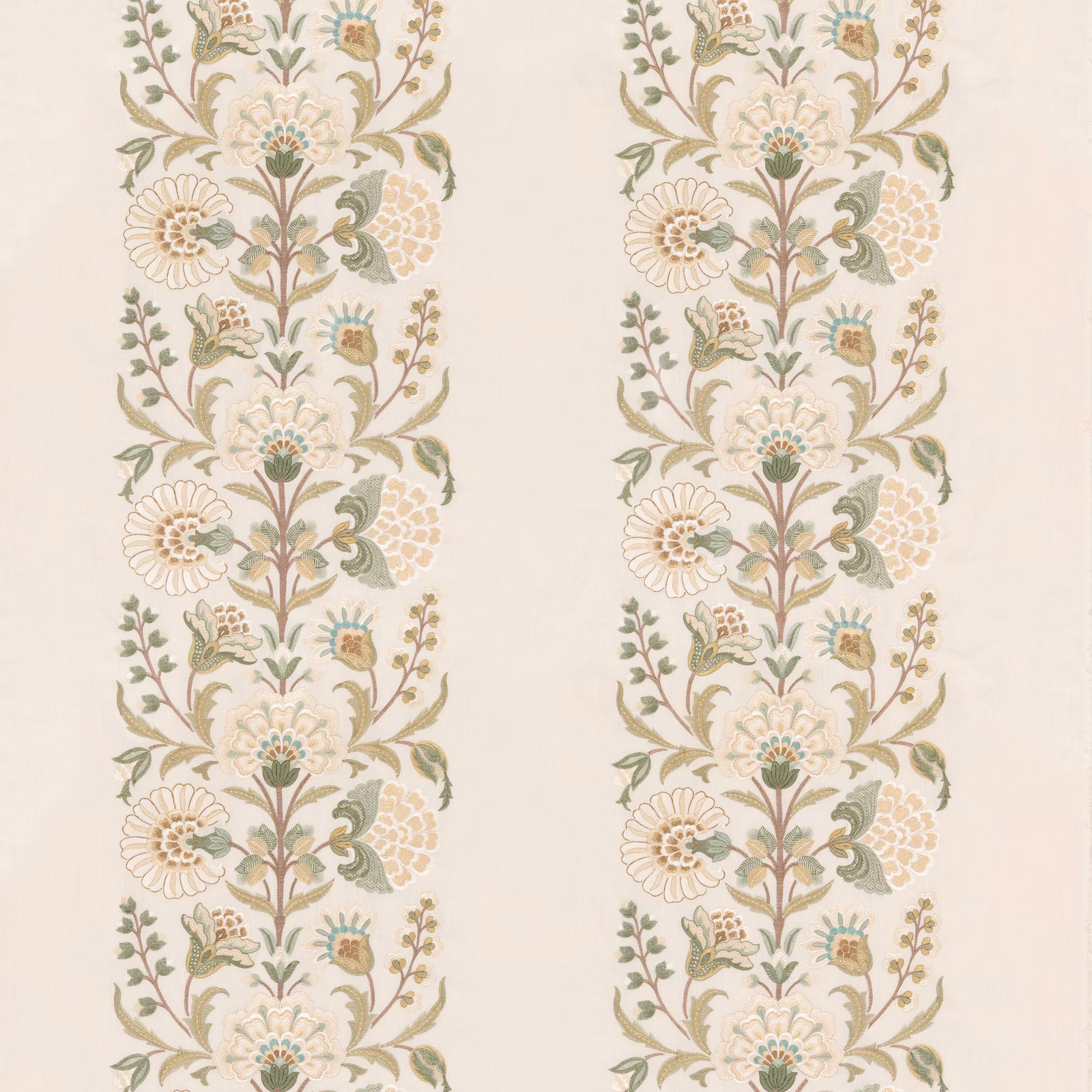 Annesley Green floral columns in sage, olive, cream and faded terracotta