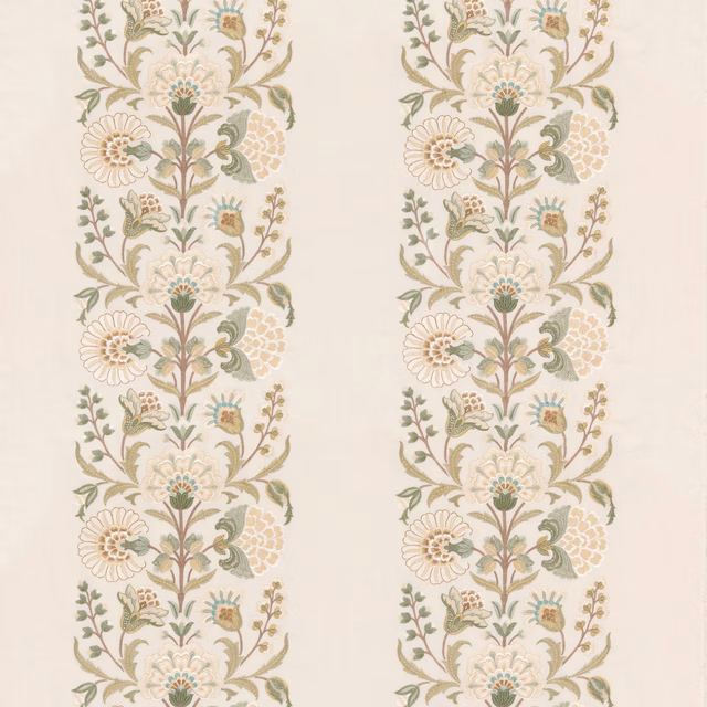 Annesley Green floral columns in sage, olive, cream and faded terracotta
