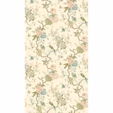 Antique cream wallpaper with muted chinoiserie birds, flowers and branching stems