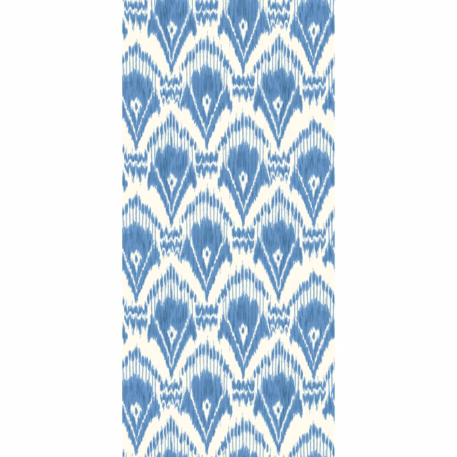 Cool blue and white geometric diamond wallpaper with fine ikat-style stripes